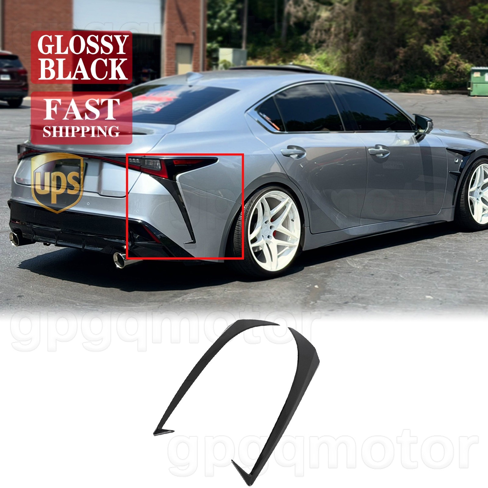 For Lexus IS300 IS350 F-Sport 2021-26 Gloss Black Rear Spoiler Canards Splitters