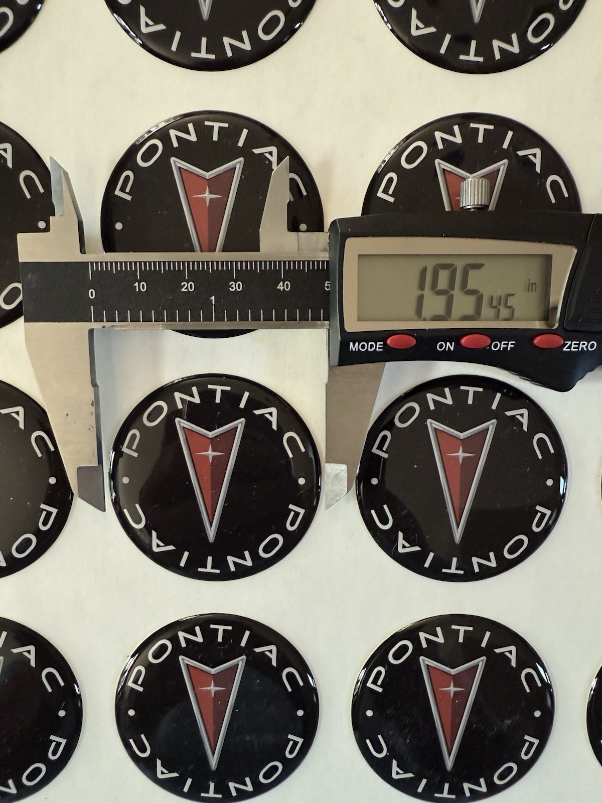 Pontiac Symbol Black /Red Center Wheel Emblem 2” Round Vinyl set 4 New Domes