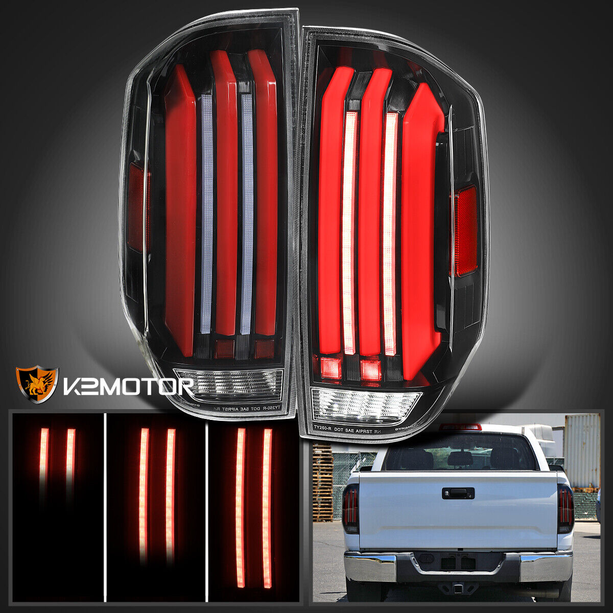 Jet Black Fits 2014-2021 Toyota Tundra Full LED Tail Lights Sequential Lamps