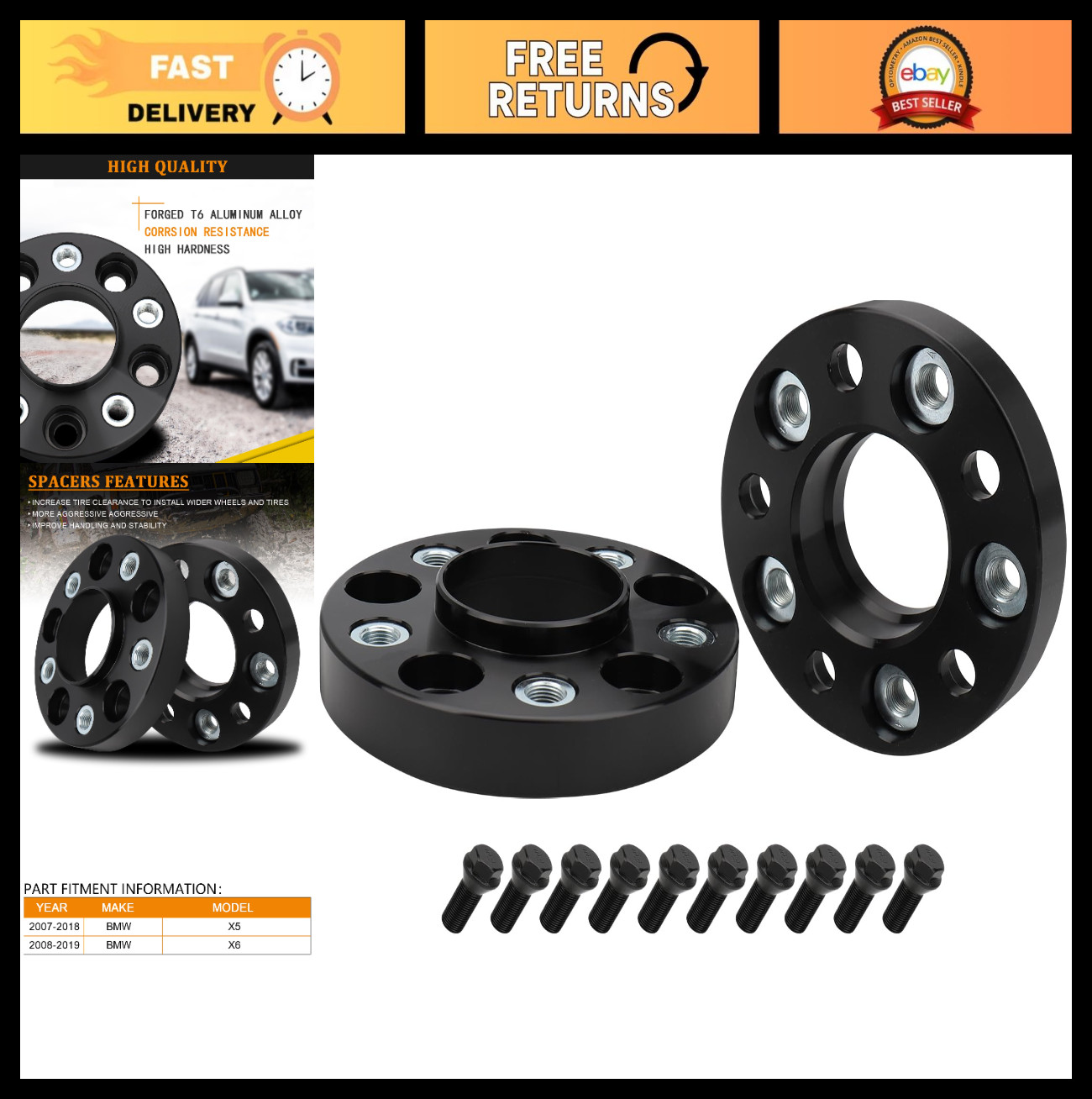 25mm Hubcentric Wheel Spacers 5x120 M14x1.25 for BMW X5 X6 - Enhanced Stability 25mm Hubcentric Wheel Spacers 5x120 M14x1.25 for BMW X5 X6 - Enhanced Stability