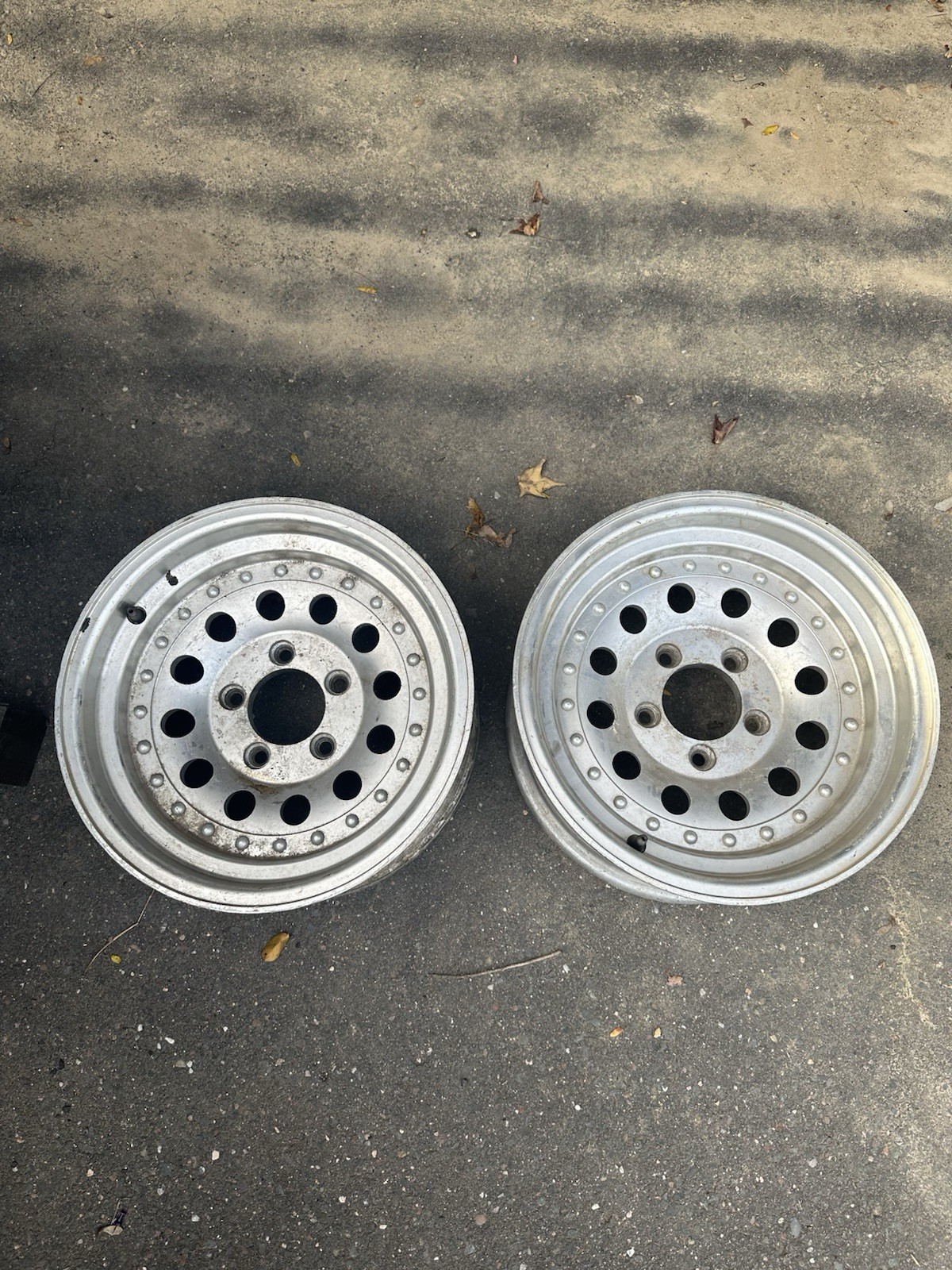 Pair of Vintage 15x7 Aluminum Modular Wheels Rims 5-Lug Chevy C10