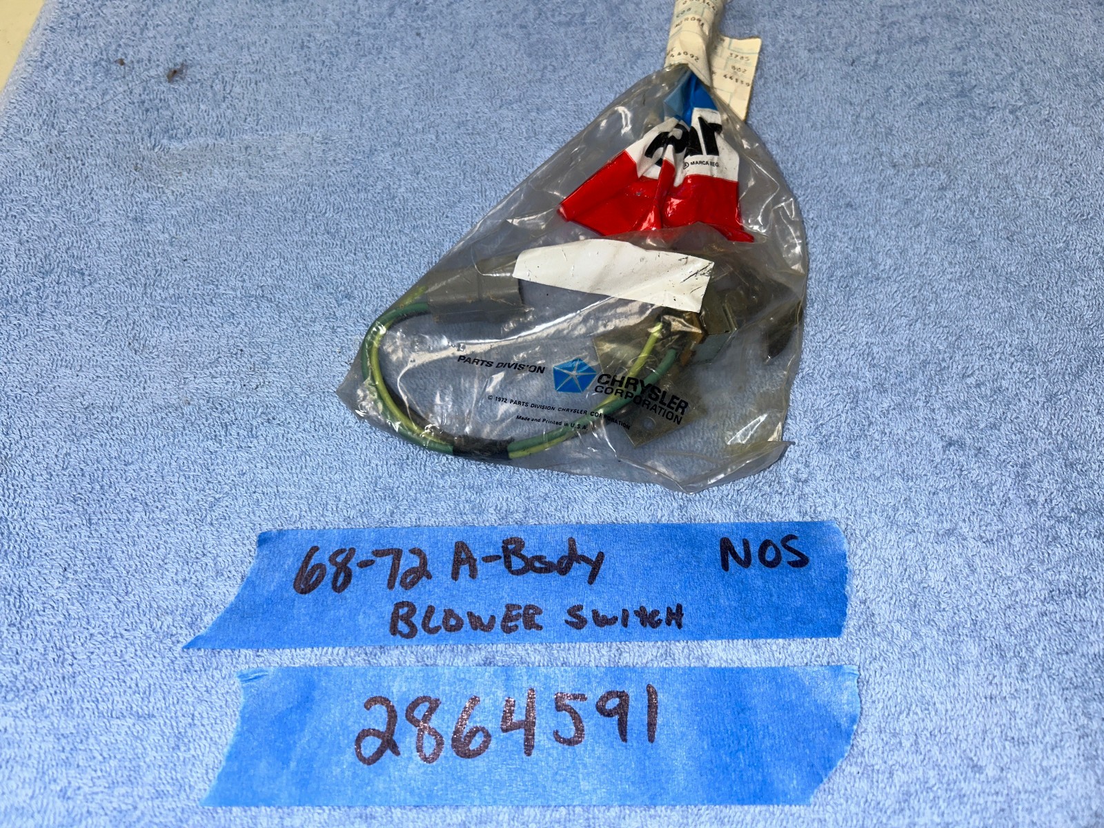 1968 1969 70-72 NOS Plymouth Dodge A-Body barracuda Duster Dart AC Blower Switch