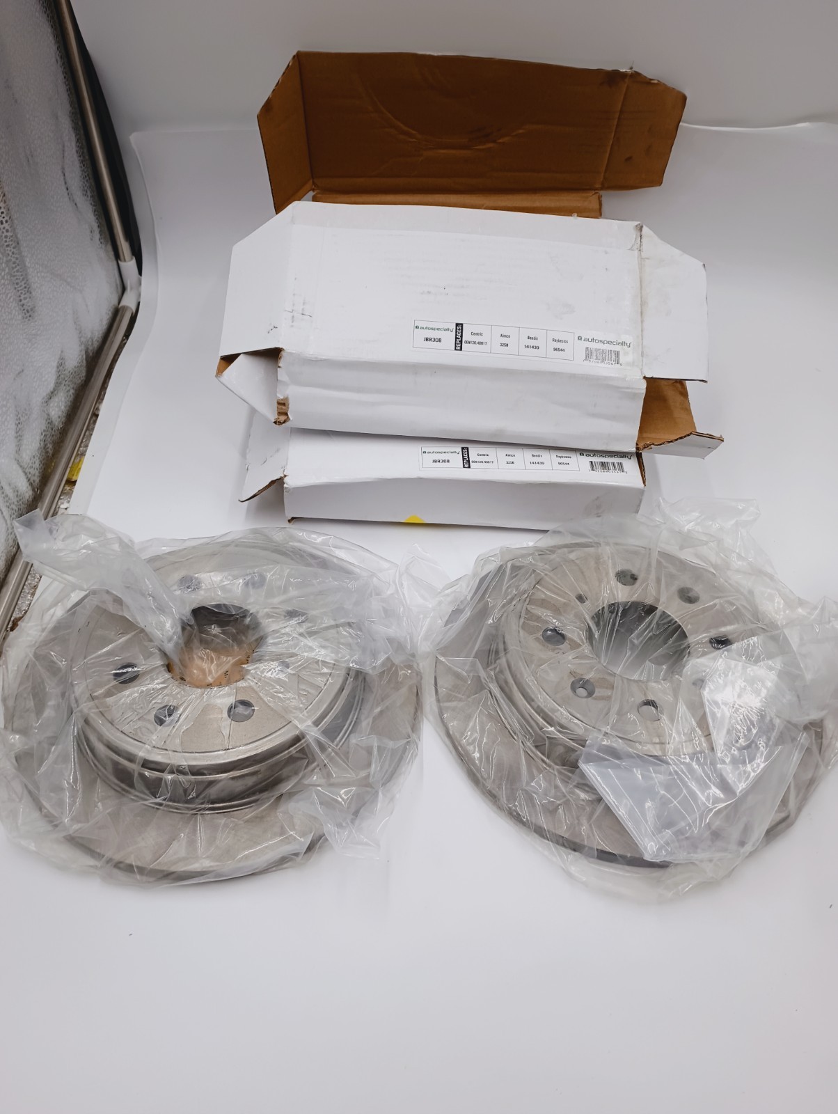 (2) POWER STOP JBR308 PLAIN SOLID REAR DISC BRAKE ROTORS AUTOSPECIALTY OE STYLE