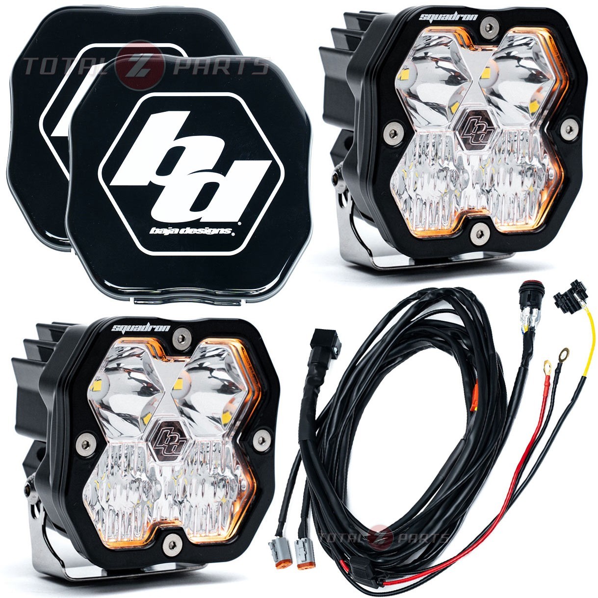Baja Designs® Squadron 2.0 Sport Pair Clear Driving/Combo Lights, Guards, Wiring