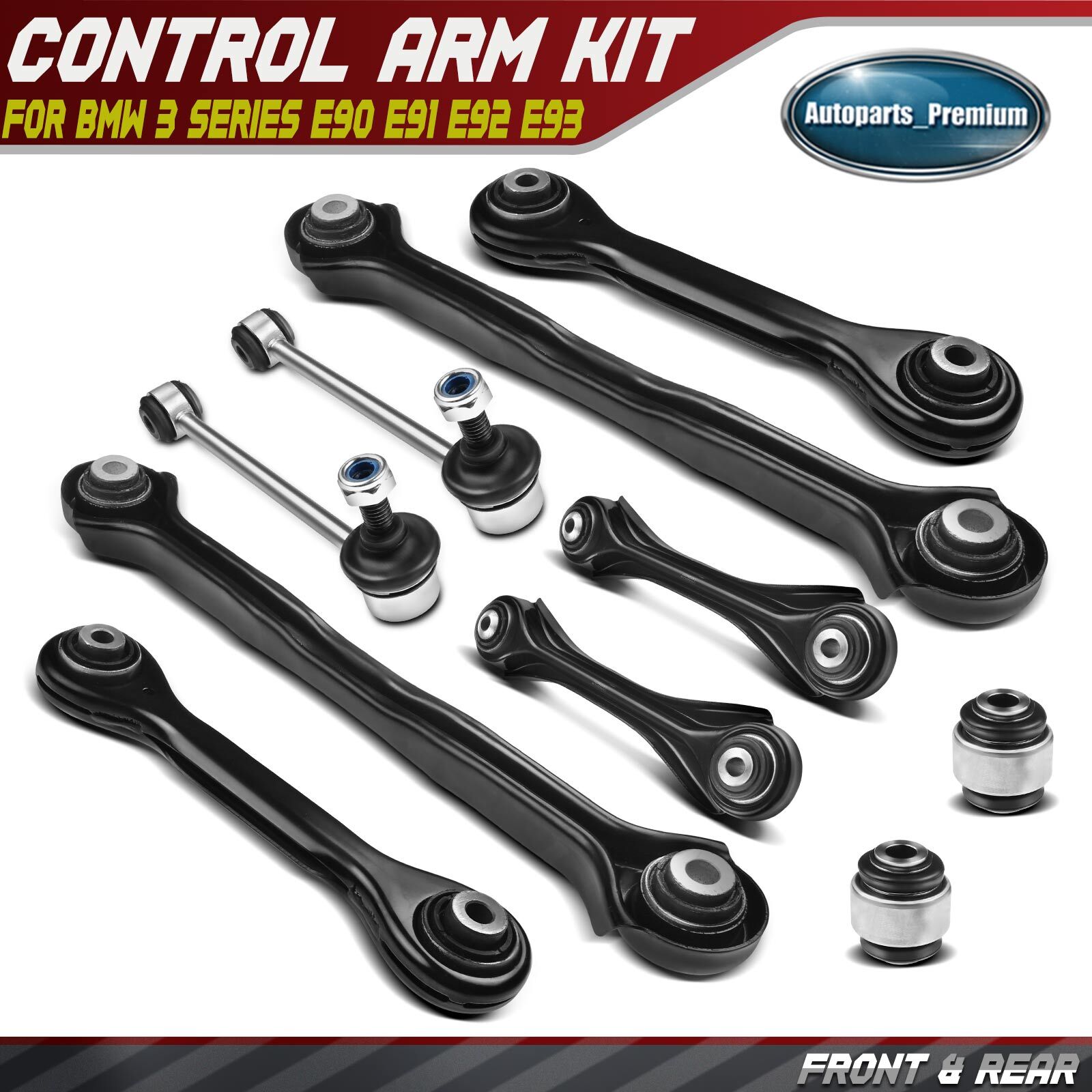 10PCS Rear Lower Track Control Arm Kit for BMW 128i 323i 325i 328xi E92 E82 E88