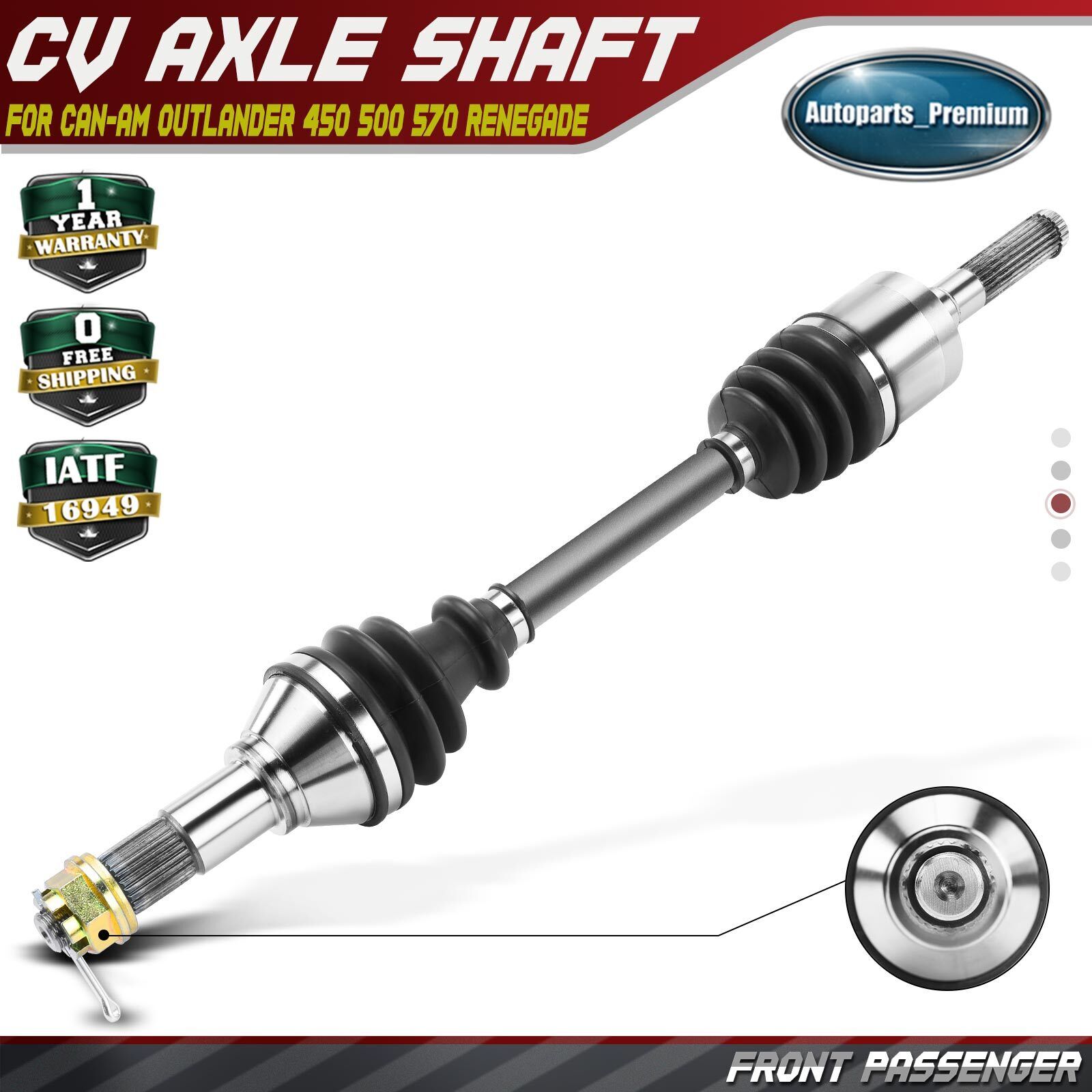Front Right CV Axle Assembly for Can-Am Outlander 450 500 570 Renegade 500 4X4
