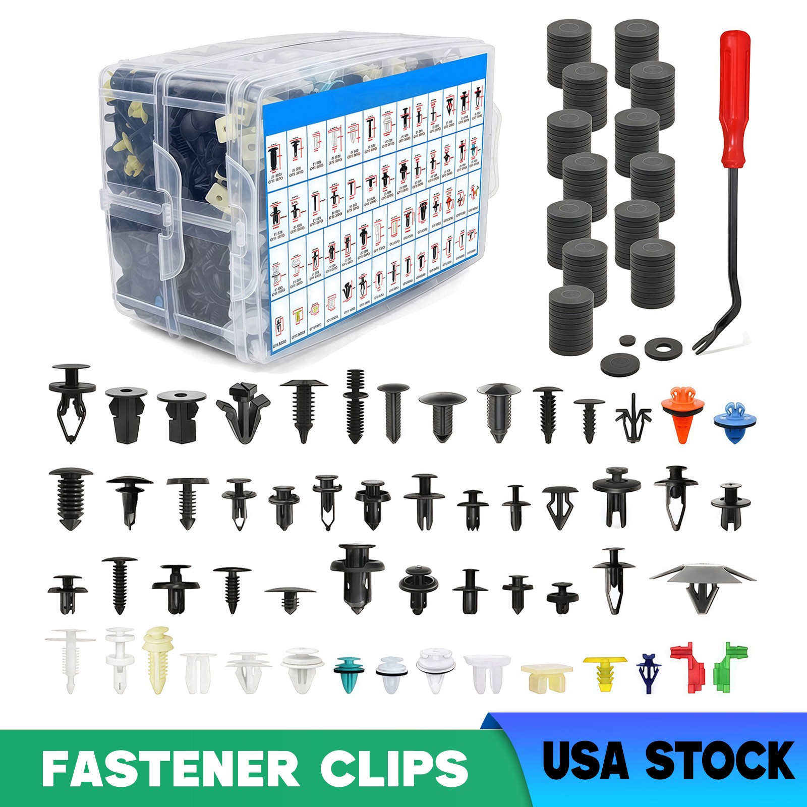1501PCS Car Retainer Clips Auto Panel Trim Fasteners Push Pin Rivet Bumper Kit