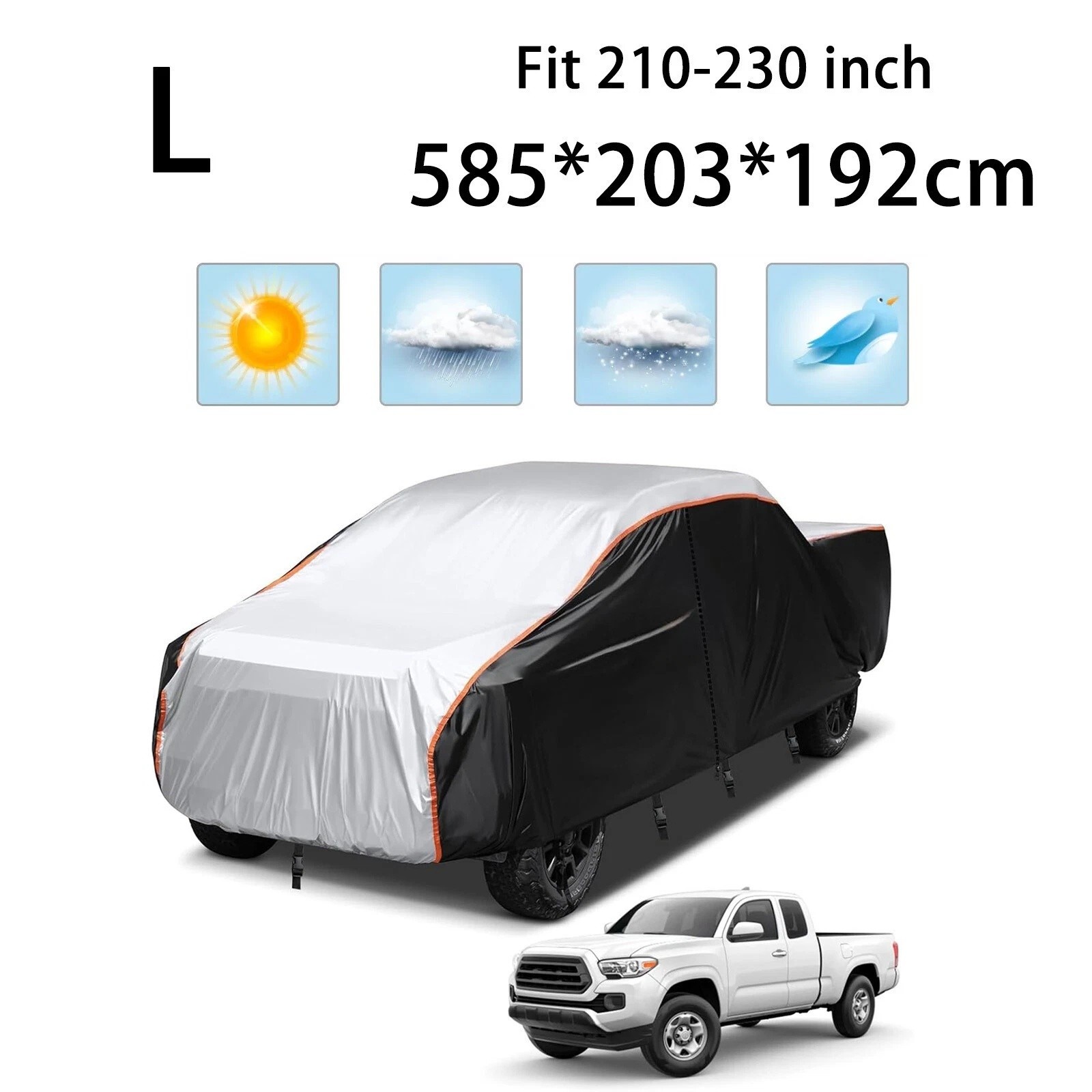 For Pickup Truck Cover Outdoor Breathable Waterproof Sun Rain Protection Silver For Pickup Truck Cover Outdoor Breathable Waterproof Sun Rain Protection Silver