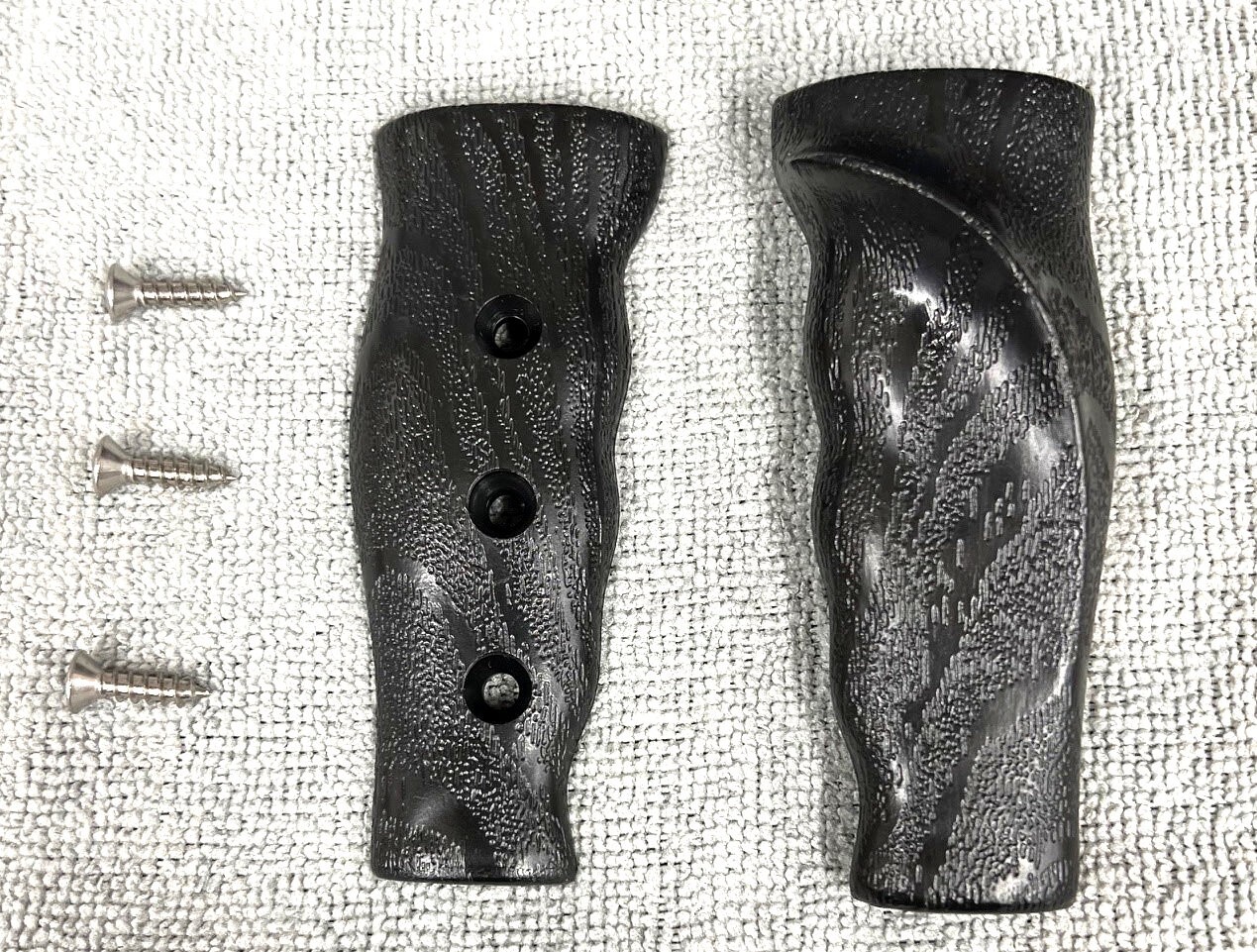 BLACK - Molded Wood Grain Pistol Grips & Screws HURST OEM Mopar Shifter Handles