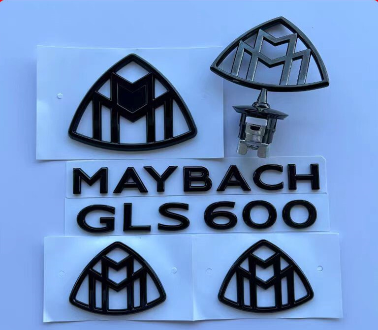 Gloss Black GLS600 Maybach Set Front Fender Rear Emblems Badge For Mercedes Benz