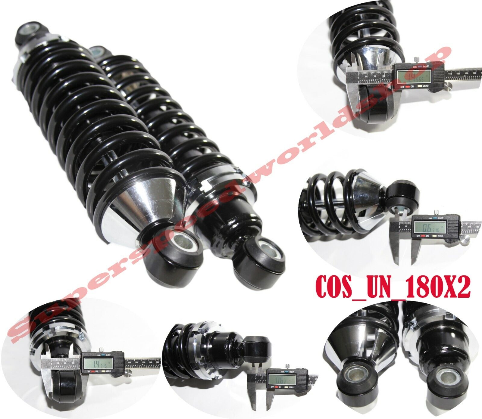 Rear Street Rod Coil Over Shock SET w/180 Pound Black Coated Springs