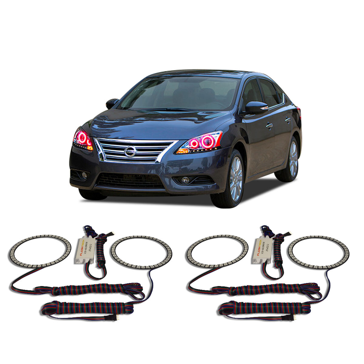 Bright Red Angel Eye Headlight Halo kit for Nissan Sentra 13-15