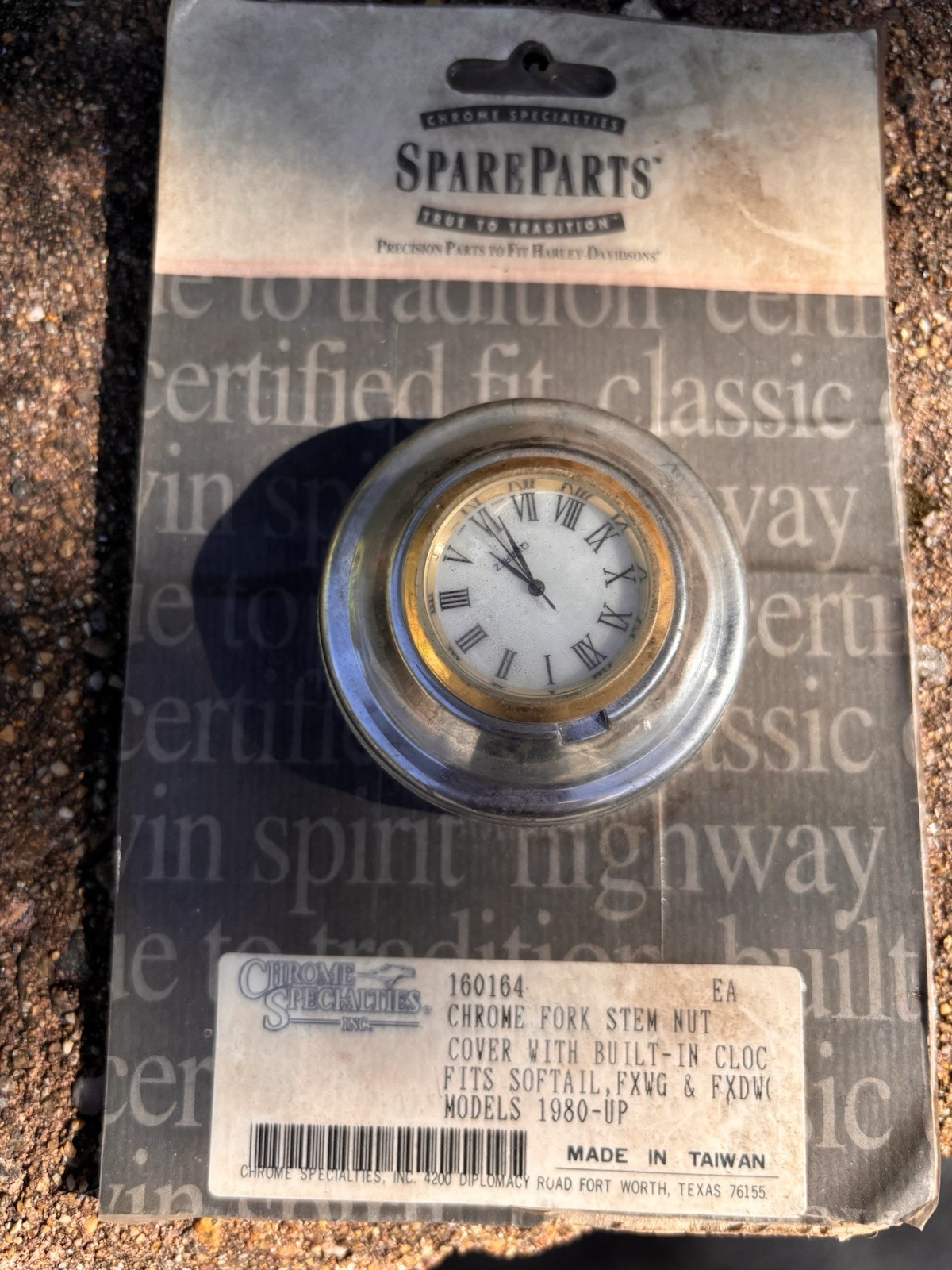 NOS chrome Harley Stem Cover Clock For Softail