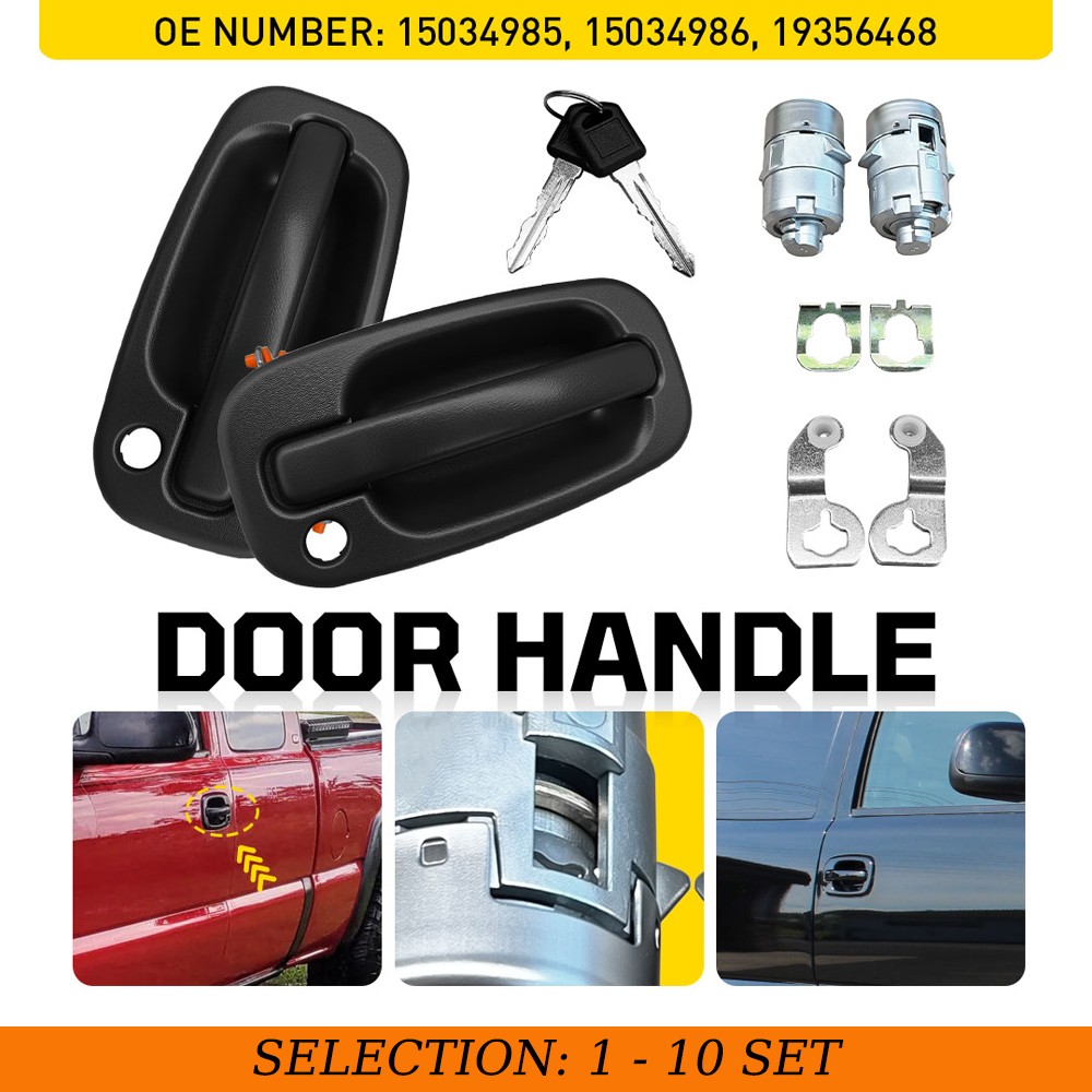 2-20 Exterior Front Door Handle w/ Lock Cylinder&Key for Chevy Avalanche 2002-06