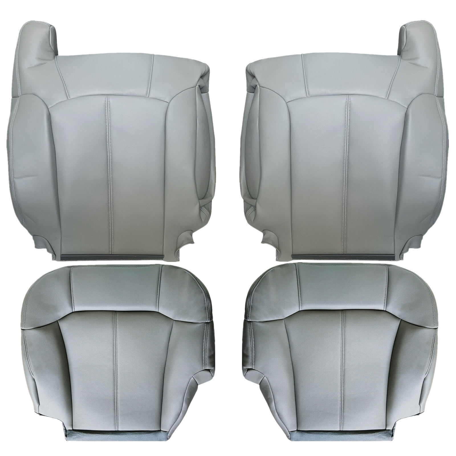 For 1999 2000 2001 2002 Chevy Silverado Tahoe Suburban Leather Seat Covers Gray