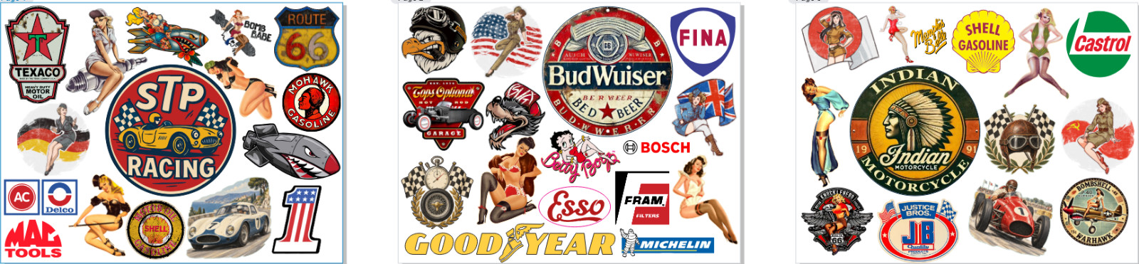 45   Vintage Racing Gas Oil Pin-Up Vinyl Sticker  Buy 2+ Any Sets Get 
