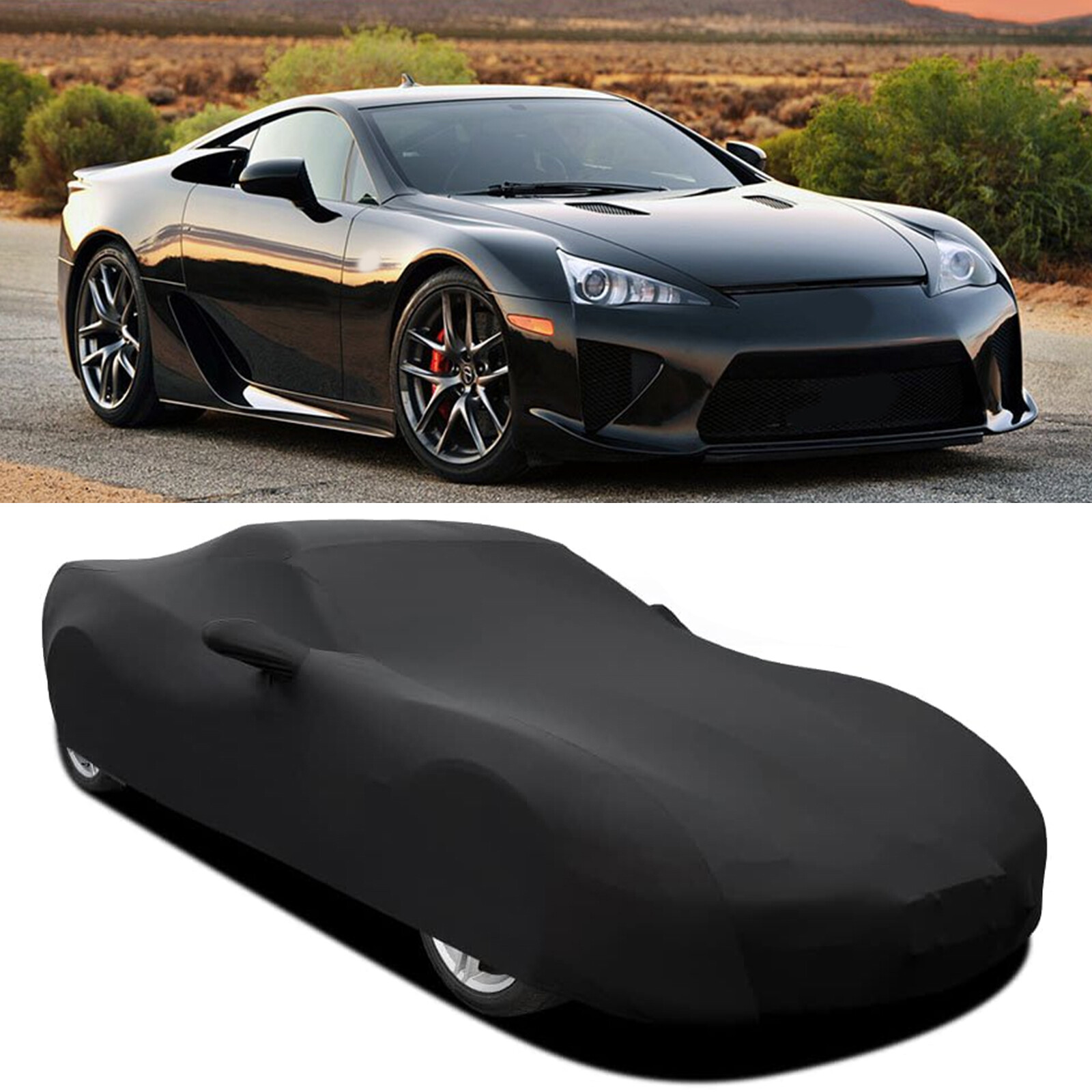 Full Car Cover Waterproof Black Outdoor Indoor Satin Stretch  For LEXUS LF-A SC