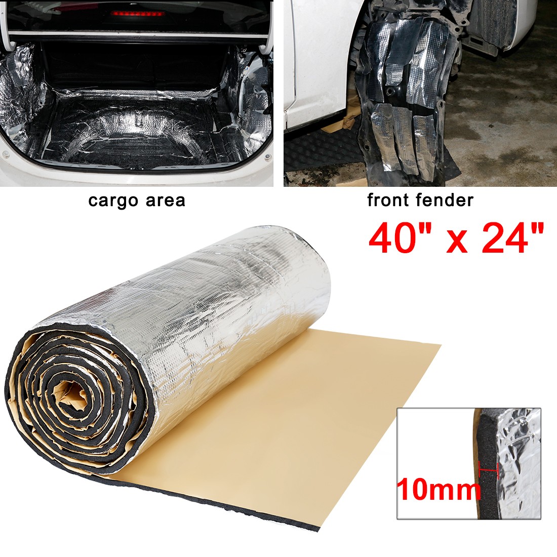 394mil 10mm 6.46sqft Audio Stereo Sound Deadener Heat Insulation Mat 40\