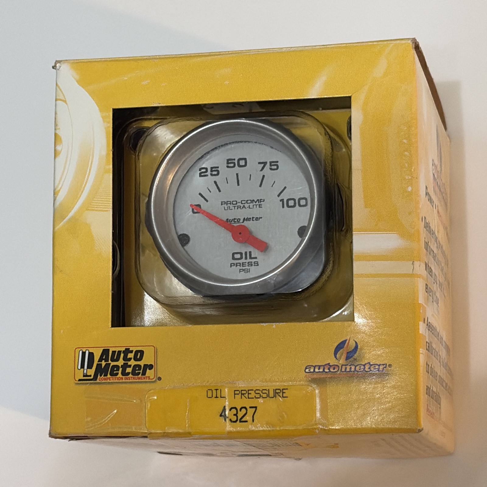 New Autometer 4327 Oil Pressure Gauge And Sending Unit Open Box