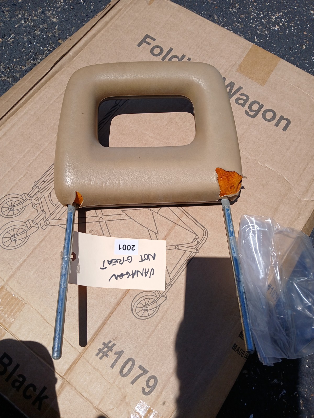 vw 79-85 Vanagon Head Rest OEM ORIGINAL BEIGE/ BROWN       NOT PERFECT    qty 1