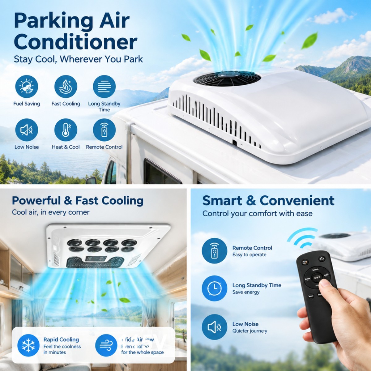 12V Rooftop Air Conditioner Electric Roof AC Unit Fit Motorhome Truck RV Caravan