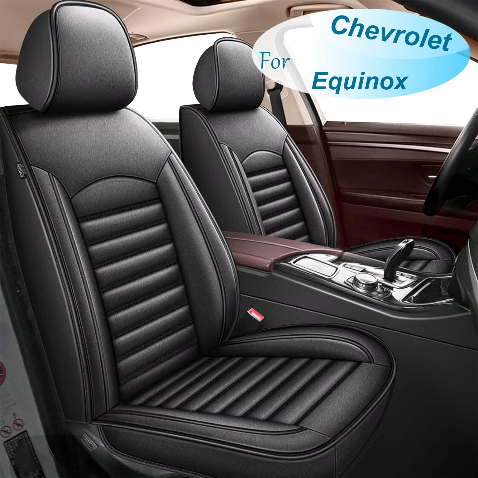 For Chevrolet Equinox 2011-2021 Car 5 Seat Covers Pad Black Microfiber Leather
