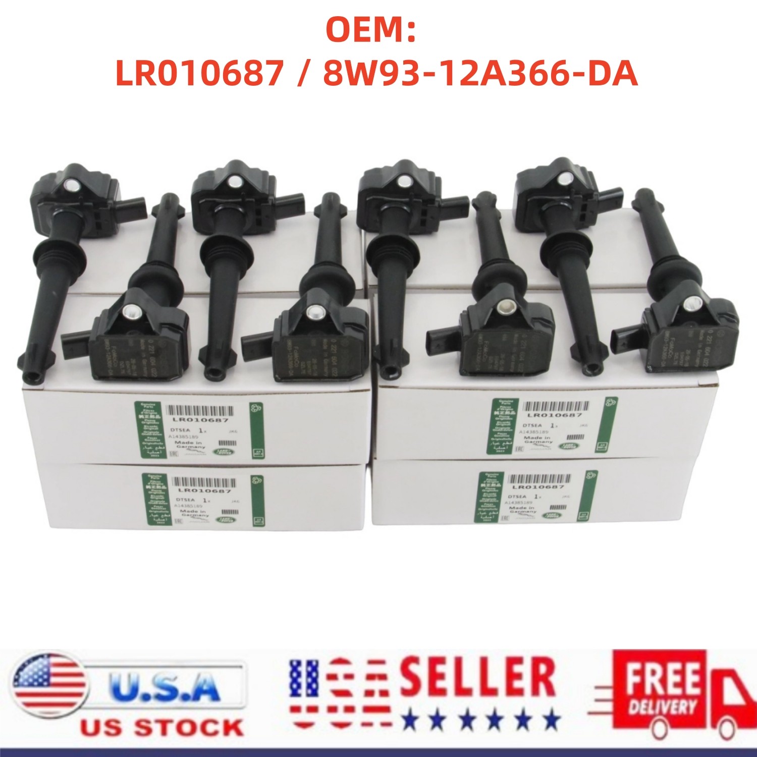 Genuine OEM 2010-2012 RANGE ROVER L322 5.0L 8PCS IGNITION COILS LR010687 UF618