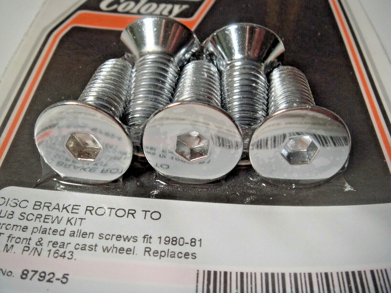 Harley Hub Screw Kit Front Rear Brake Rotor 1980-81 Shovelhead V-Twin 8792-5 T9 Harley Hub Screw Kit Front Rear Brake Rotor 1980-81 Shovelhead V-Twin 8792-5 T9