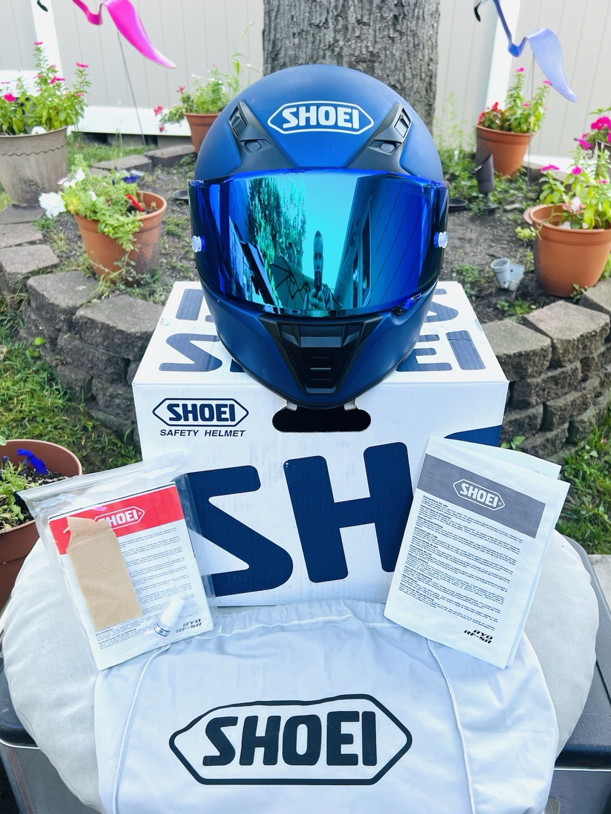 Shoei RF-SR Mountain Blue Full Face Motorcycle Helmet/OEM Box/Bag/Pinlock/Size L