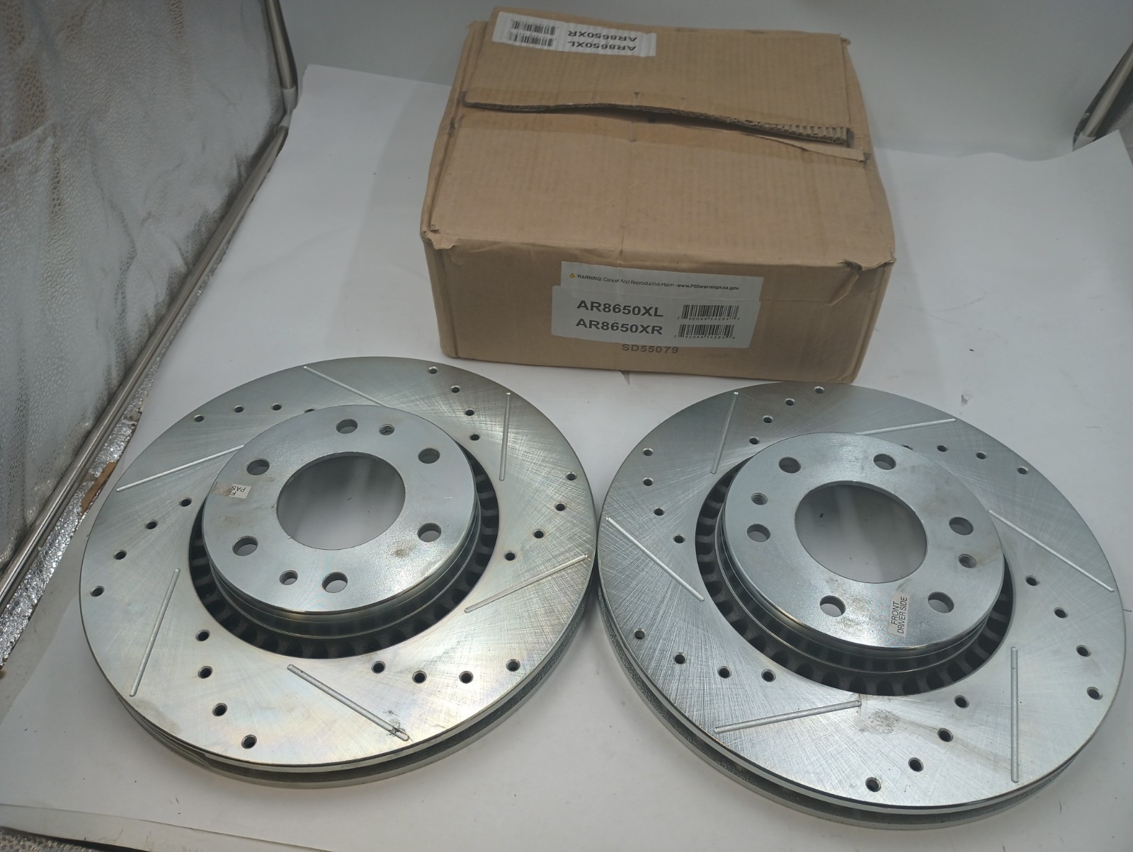 NEW POWERSTOP AR8650XPR EVOLUTION FRONT DRILLED & SLOTTED DISC BRAKE ROTORS PAIR