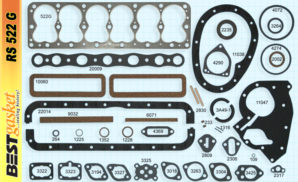 BEST Full Set w/Head+Manifold Gaskets 1939-1954 Studebaker 164 169 170 Flathead