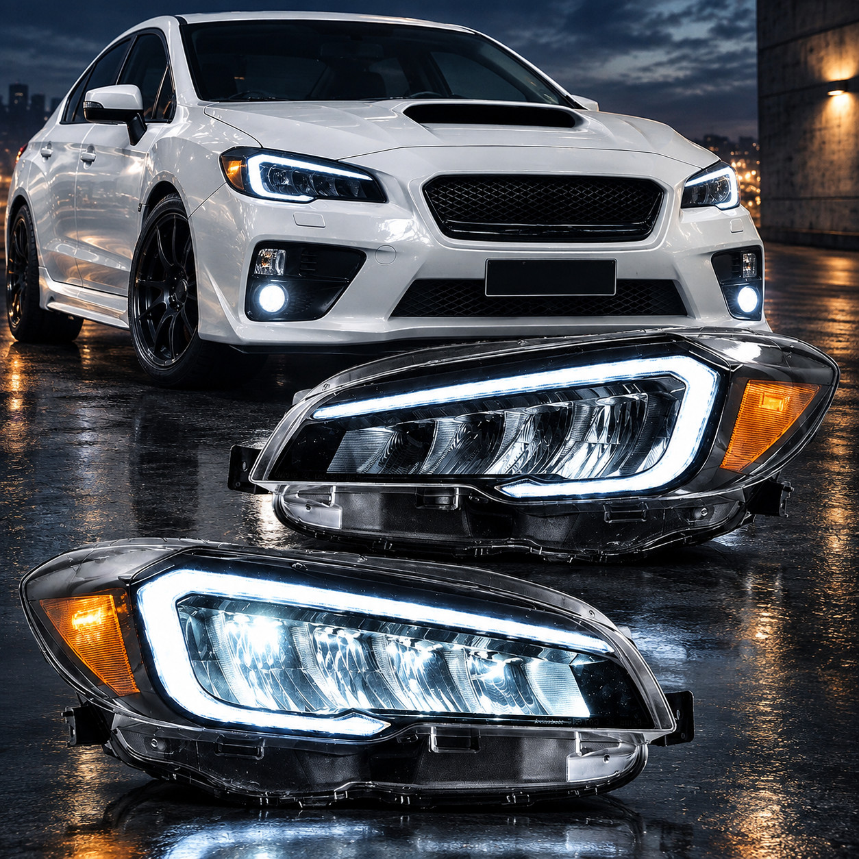 2*VLAND LED Projector Headlights For 2015-2021 Subaru WRX /WRX STI w/Sequential