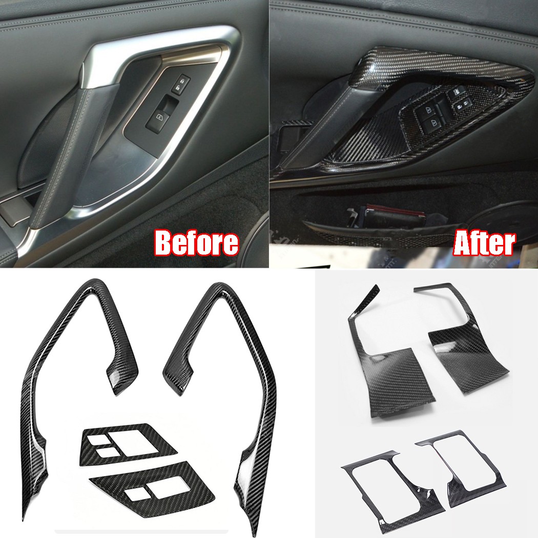 8*Carbon Fiber Inner Door Window Control Cover Trim Kit For Nissan GTR R35 08-16