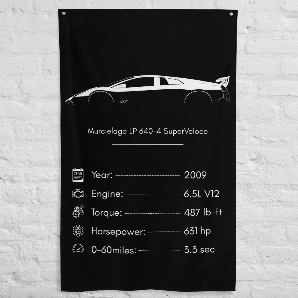 Murcielago LP 640-4 SuperVeloce 2009 Car Silhouette Flag 3x5 ft Garage Banner