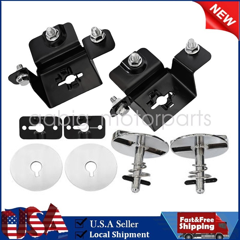 Chrome Hood Pin Lock and Retainer Bracket Fits 1969-1972 Oldsmobile Cutlass 442