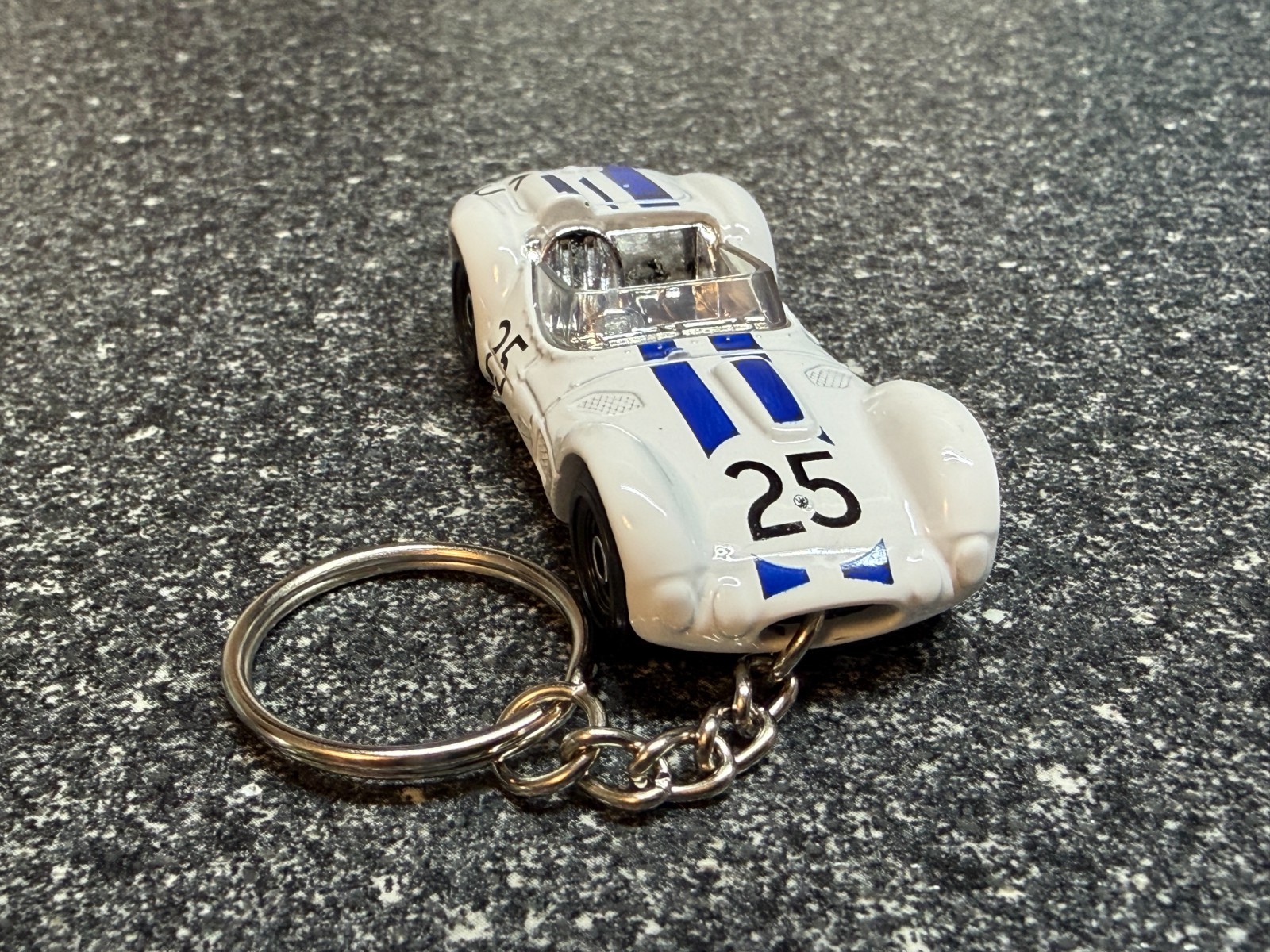 Maserati Tipo 61 Race Car Keychain White Matchbox Hot Wheels Car