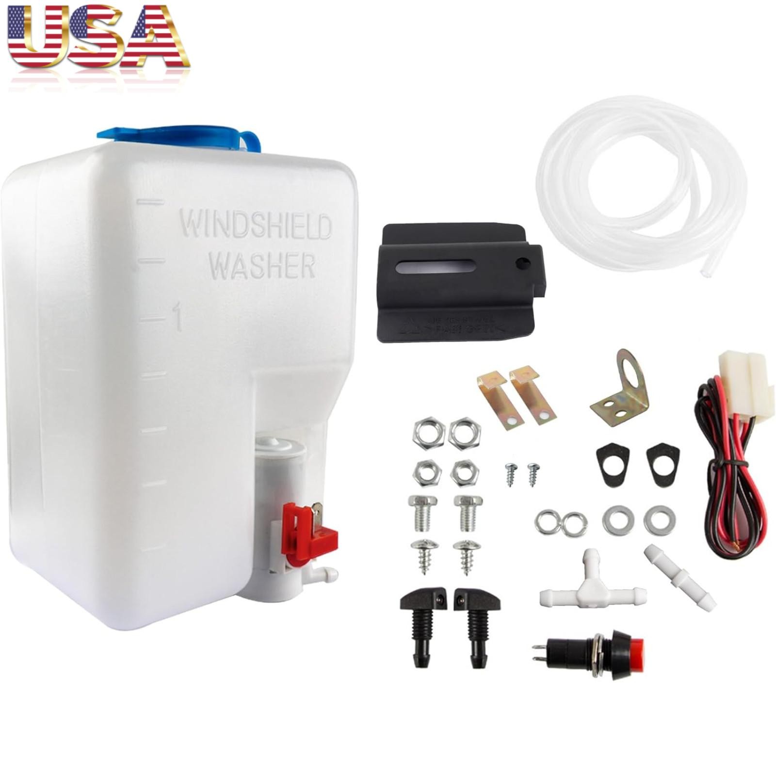 12V Car Windshield Washer Pump Reservoir Kit 160186 Fluid Tank Bottle Universal