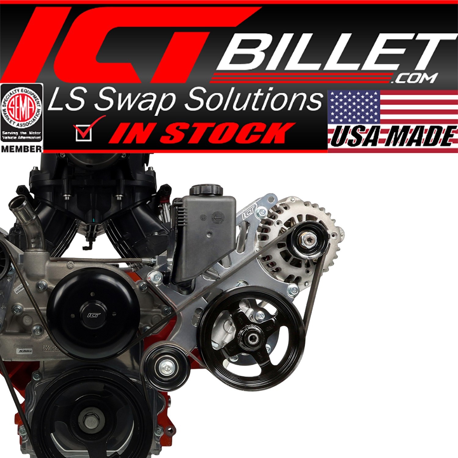 ICT Billet LS Truck - Alternator / Power Steering Pump Bracket Kit
