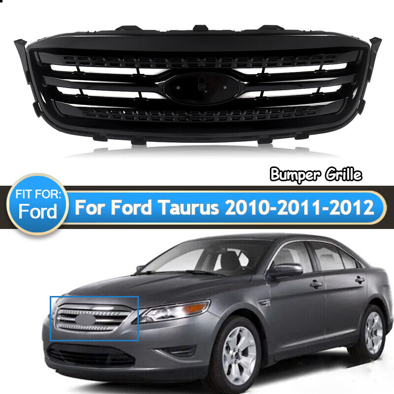 Front Bumper Grille Grill For 2010-12 Ford Taurus Limited SE SEL SHO Gloss Black