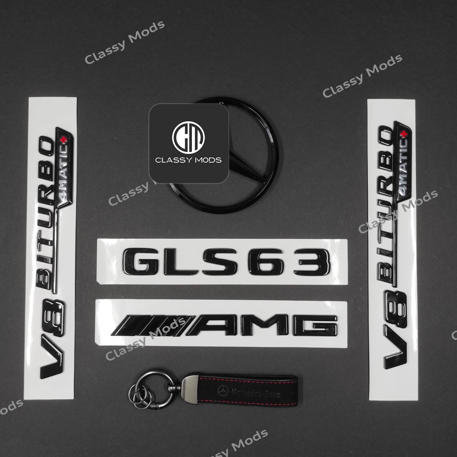GLS63 AMG X167 Emblem Badge Combo SET Gloss Black GLS63 AMG X167 Emblem Badge Combo SET Gloss Black