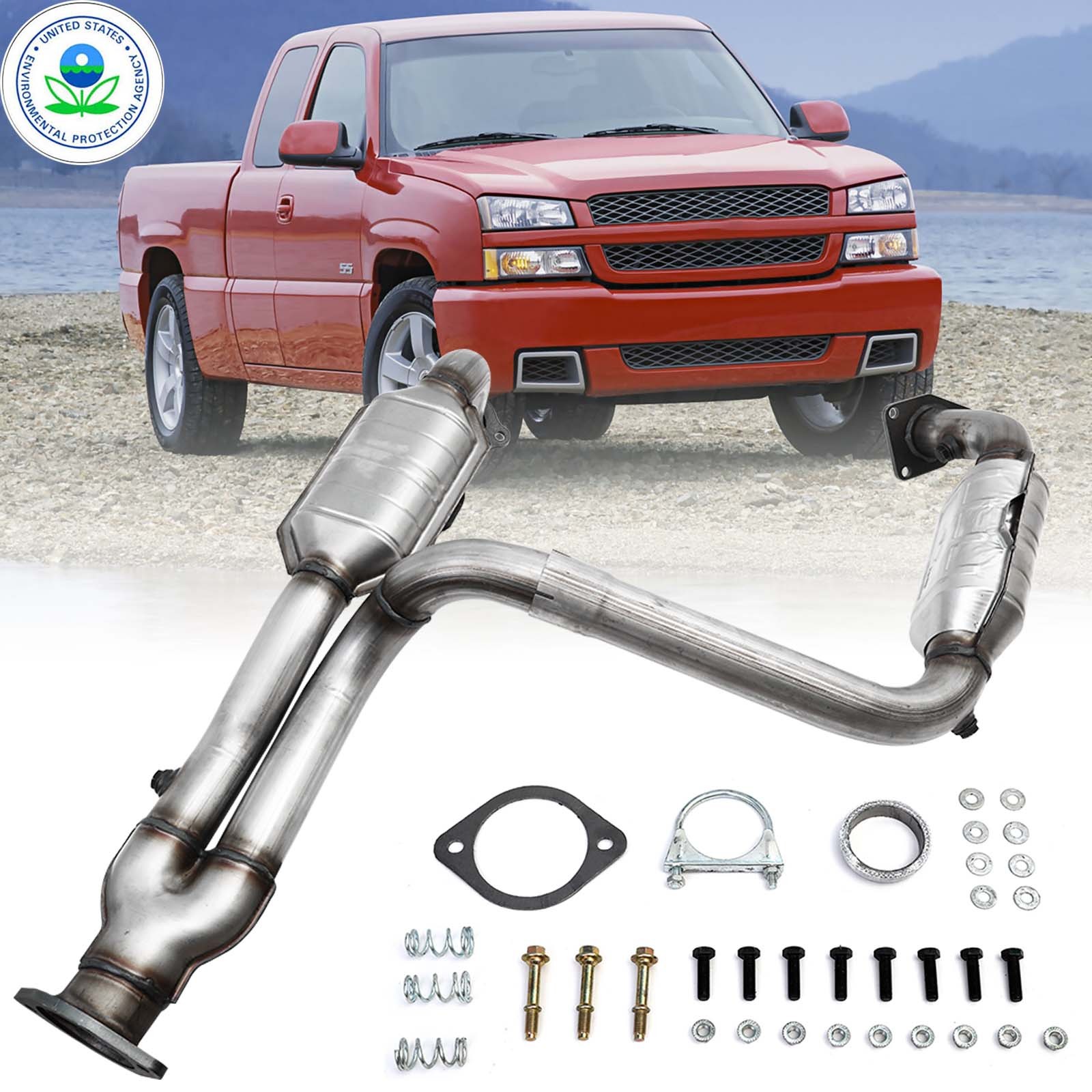 Exhaust Y Pipe Catalytic Converter For 00-06 Chevy Tahoe 4.8L 5.3L EPA Approved