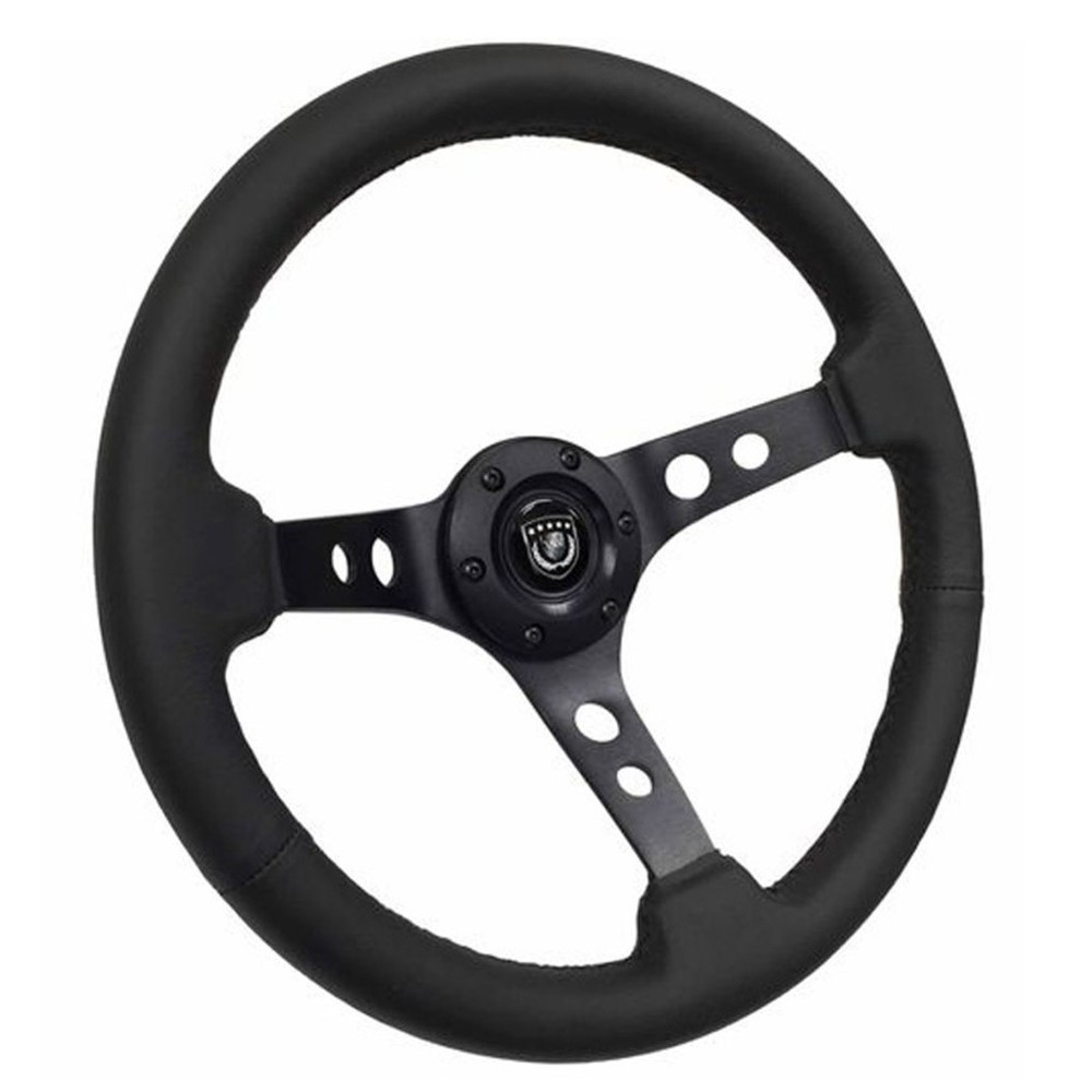 VSW 14” Black Leather 3-Spoke Steering Wheel w/ 6-Bolt 70mm PCD