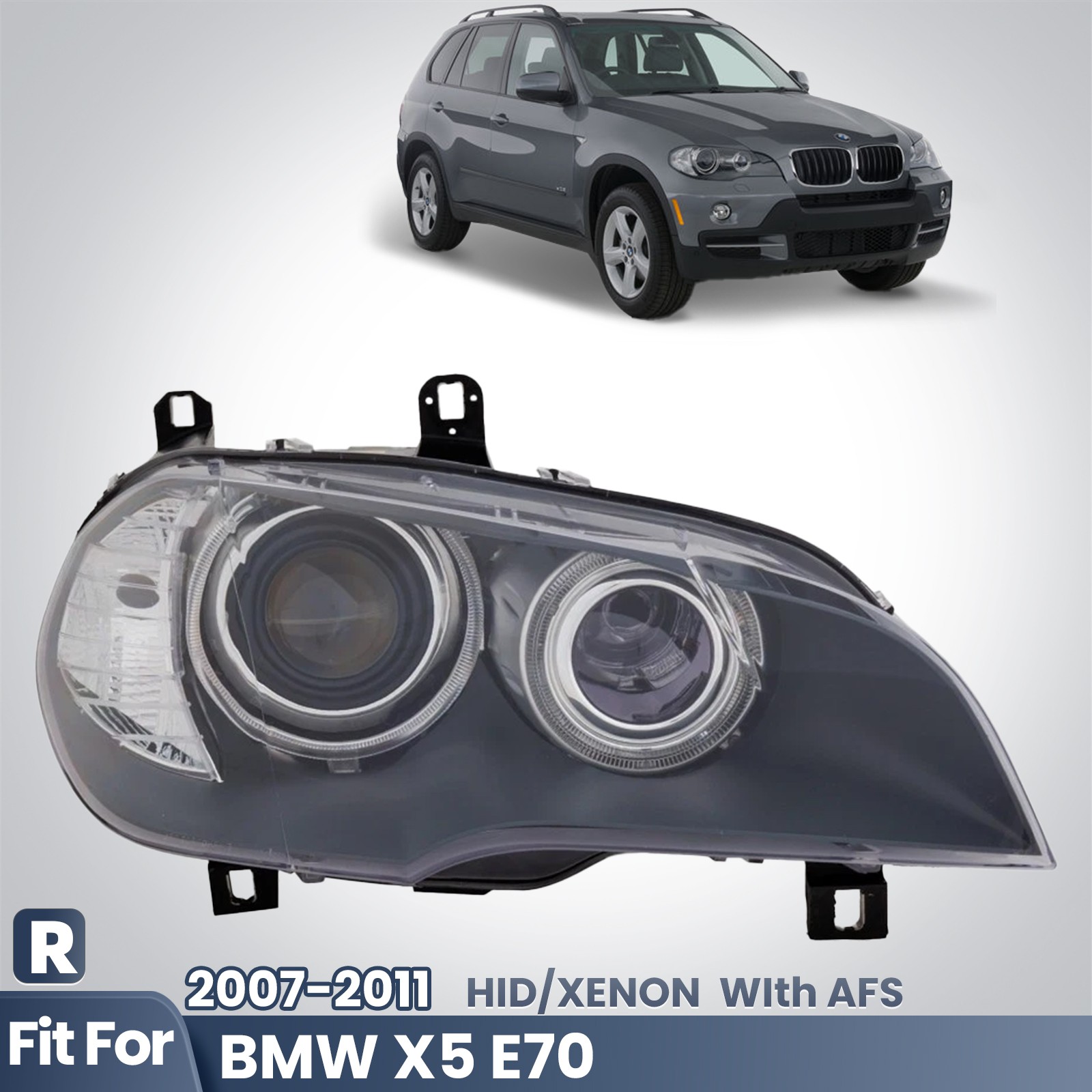 Passenger Side HID/Xenon Headlight For BMW X5 E70 2007-2010 with Adaptive Lamps Passenger Side HID/Xenon Headlight For BMW X5 E70 2007-2010 with Adaptive Lamps