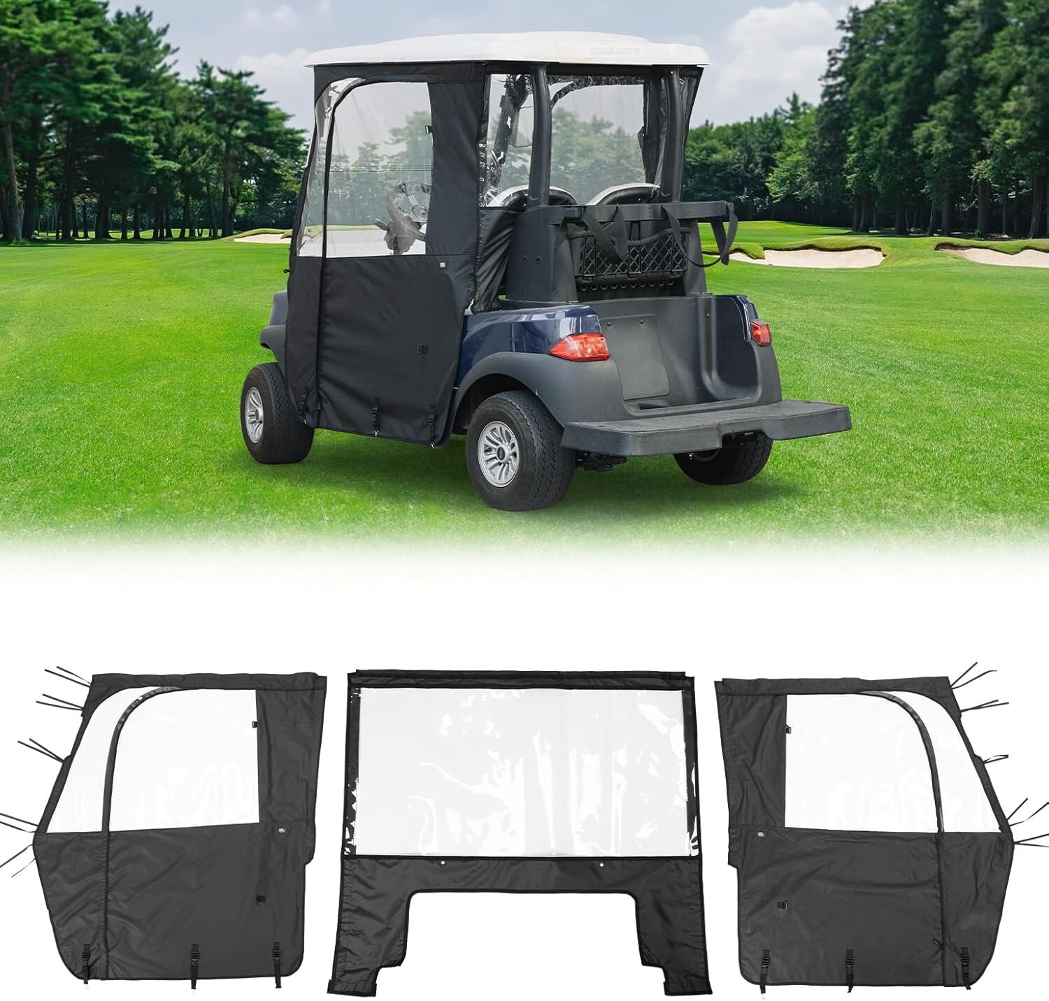 Golf Cart Enclosure 3-Sided Driving Enclosure for Club Car Tempo 2 Passenger