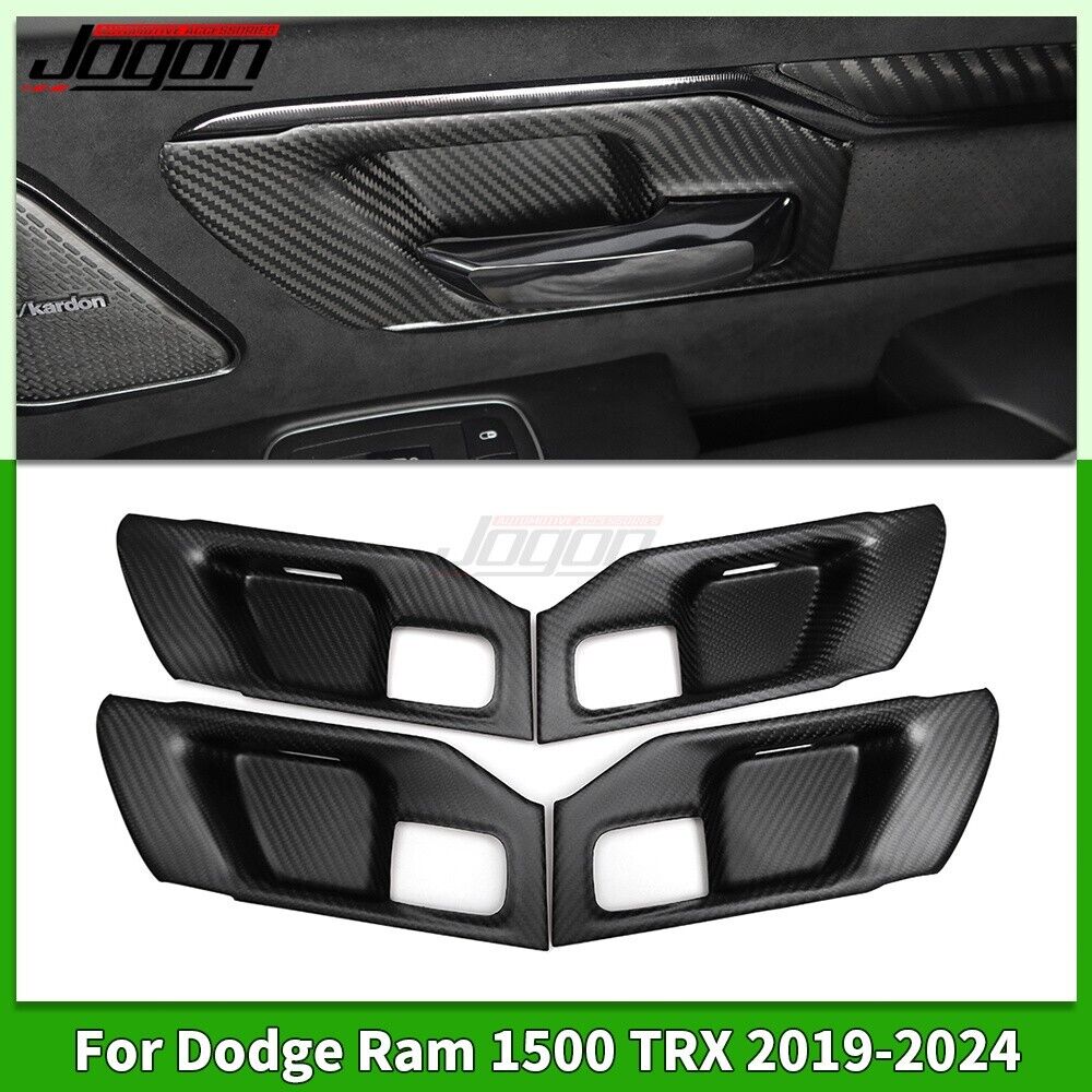 Carbon Fiber Inner Door Handle Cover Trim For Dodge Ram 1500 TRX Rebel 2019-2024