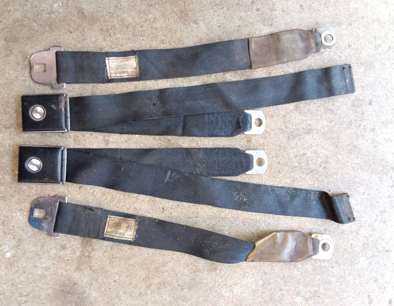 Vintage 1966 1967 Ford Mustang Cougar Deluxe Rear Seat Belts Black