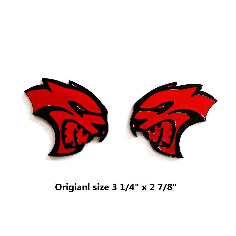 2x OEM Black Red HELLCAT Right Left Emblems Badge 3D for Hellcat Emblem