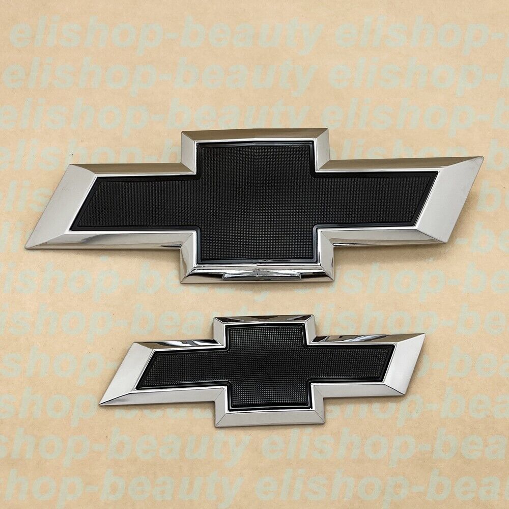 NEW 2015-2020 Chevrolet Tahoe Suburban Front & Rear Chrome Black Bowtie Emblems