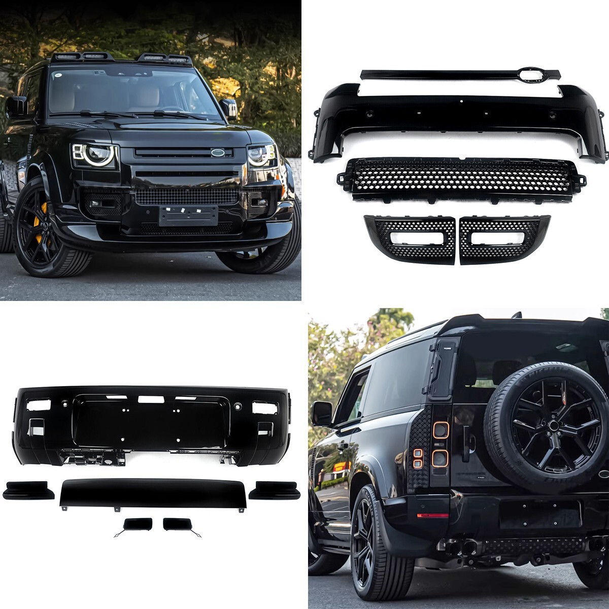11pcs Front Rear Bumper Trims Grille Cover fit LR Defender 110 90 130 2020-2025