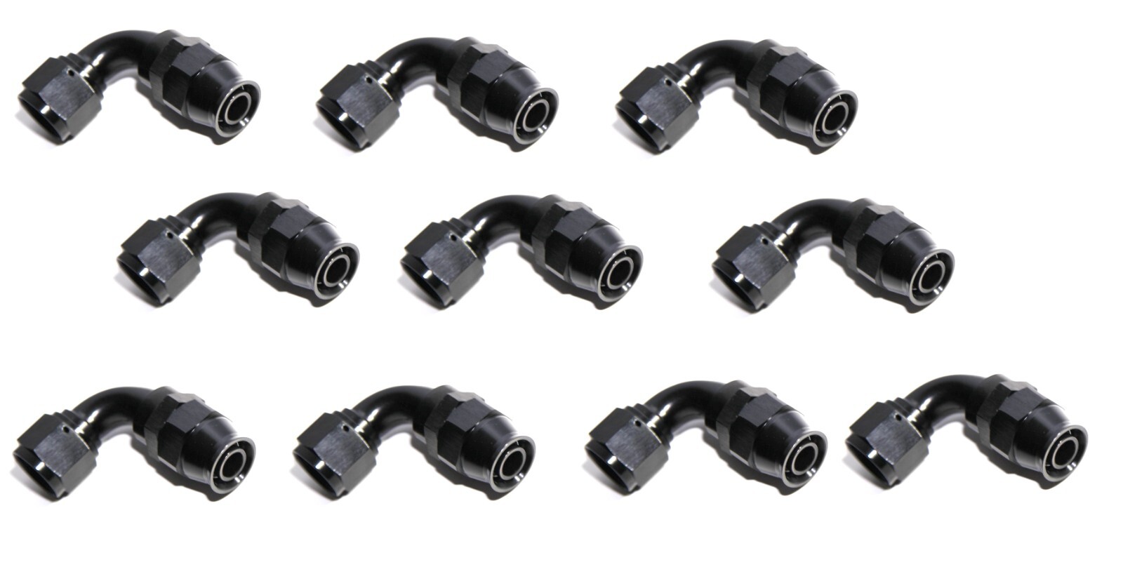 10PC 12AN AN-12 90°Degree Swivel Fuel Oil Gas Line PTFE Hose End Fitting Black